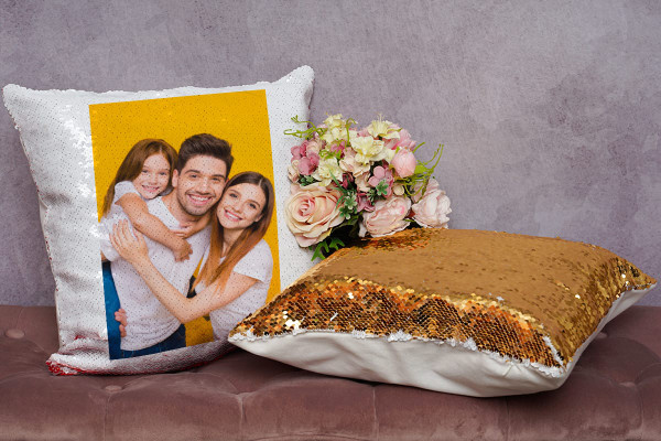 Nice Sequin Photo Pillow with Reversible Design